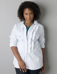 Plus size Striped ruffle shirt