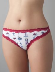 Lace trim cotton thong panty by Cacique