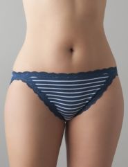 Lace trim cotton string bikini panty by Cacique