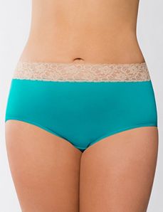 Lace waist full brief panty by Cacique