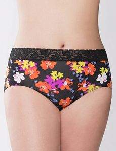 Black sprout floral lace waist brief