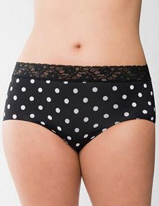 Lace waist full brief panty by Cacique