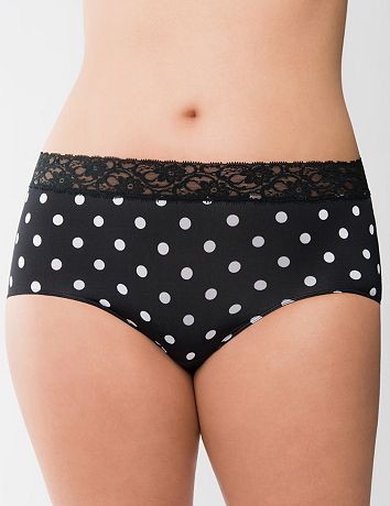 Lace waist full brief panty by Cacique