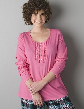 Long sleeve henley sleep top