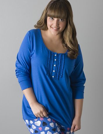Long sleeve henley sleep top by Cacique