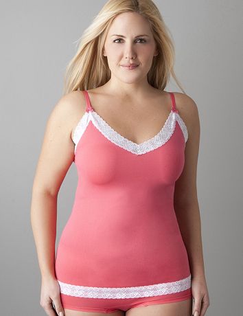 Plus size Seamless lace trim lingerie cami by Cacique