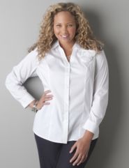 Long sleeve rosette boyfriend shirt by Lane Bryant