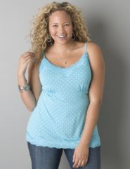 Lace trim polka dot cami by Lane Bryant