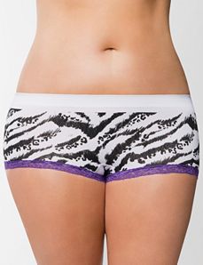 Lace trim seamless boyshort panty
