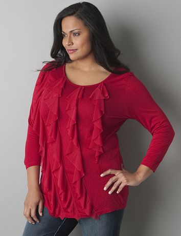 Long sleeve mesh ruffle top by Seven7