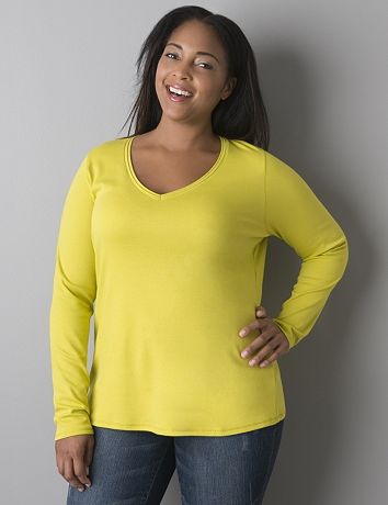 Long sleeve V-neck tee by Lane Bryant