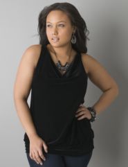 Velvet draped neck tank by Lane Bryant