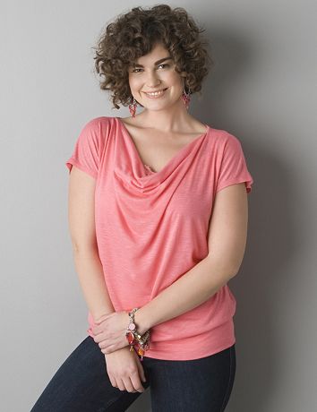 Banded bottom drape neck top by Lane Bryant