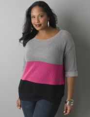 Rolled cuff pullover sweater by Lane Bryant