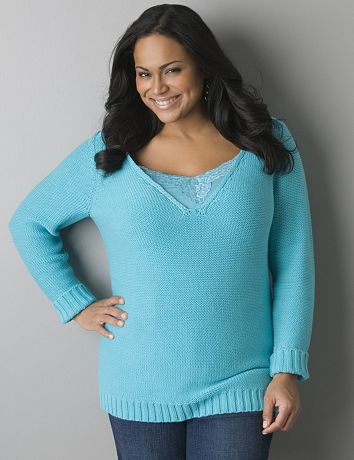 Deep V-neck sweater by Lane Bryant