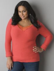 Deep V-neck sweater by Lane Bryant