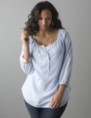 Casual striped peasant top by Lane Bryant