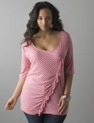 Asymmetric ruffle striped top by Lane Bryant