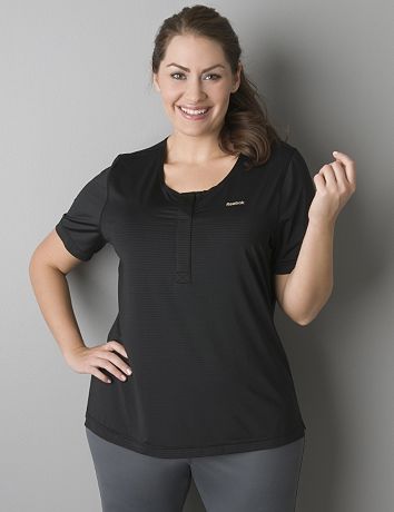 Striped henley active tee by Reebok
