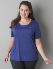 Striped henley active tee by Reebok