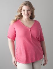 Plus size Slub henley tee by Lane Bryant