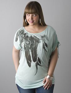 Asymmetric dolman graphic tee by Seven7