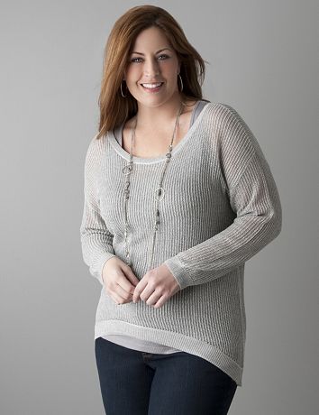 Open weave sparkle sweater by Lane Bryant