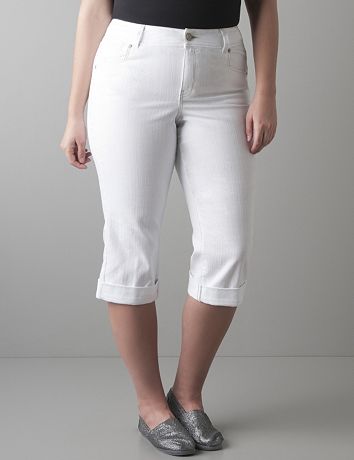 Full figure Medium wash denim capri by Lane Bryant