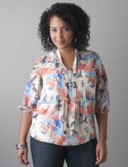 Tie front floral blouse by Lane Bryant