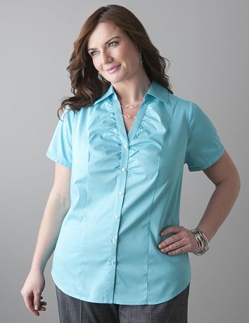 Short sleeve button front shirt by Lane Bryant