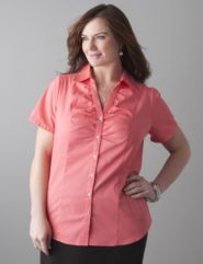 Short sleeve button front shirt by Lane Bryant