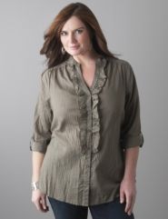 Roll sleeve ruffle blouse by Lane Bryant