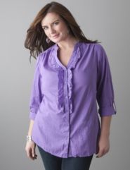 Roll sleeve ruffle blouse by Lane Bryant
