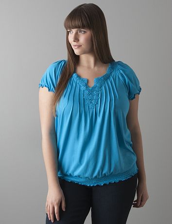 Crochet trim peasant top by Lane Bryant