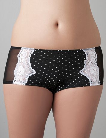 Polka dot & lace boyshort by Cacique