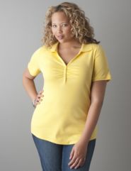 Full figure Ruched polo shirt by Lane Bryant