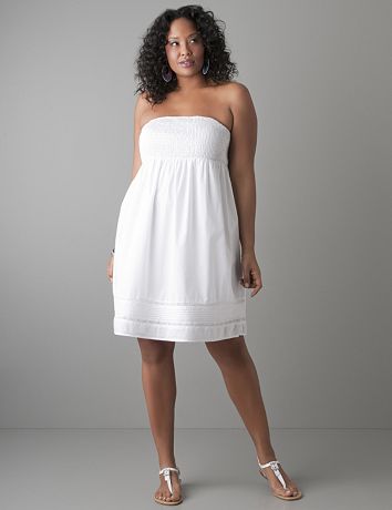 Smocked strapless dress by Lane Bryant