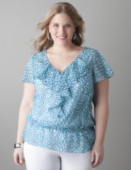 Confetti print ruffled blouse by Lane Bryant