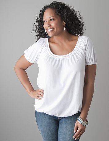Plus sized Crochet trim tee by Lane Bryant