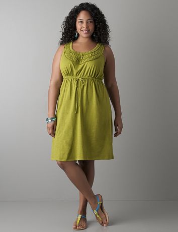Ruffled scoop neck dress by Lane Bryant
