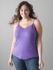 Seamless cami with V-neck medallion lace by Lane Bryant