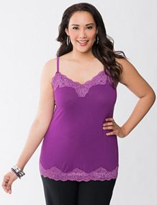 Seamless cami with floral lace by Lane Bryant