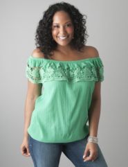 Off the shoulder gauze top by Lane Bryant