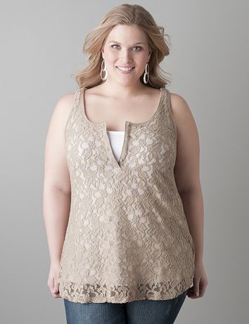 Plus sized Lace front tank by Lane Bryant