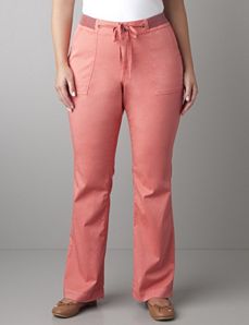 Knit waistband twill pant by Lane Bryant