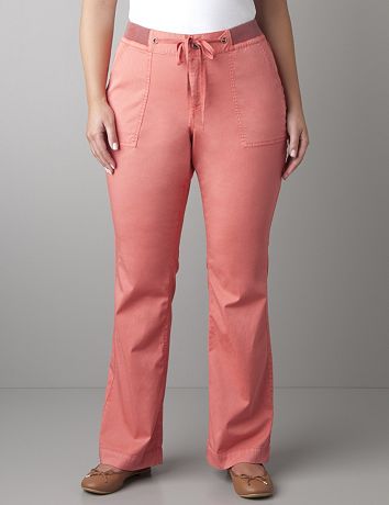 Knit waistband twill pant by Lane Bryant