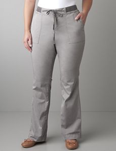 Knit waistband twill pant by Lane Bryant