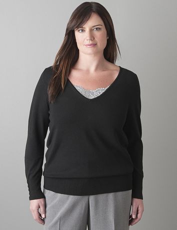 V-neck pullover sweater by Lane Bryant