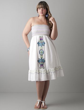 Full figure Embroidered strapless dress by Lane Bryant