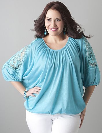 Crochet dolman top by Lane Bryant